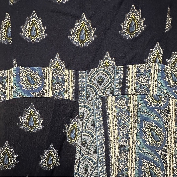 Anthropologie Maeve Eclipsed Midi Dress Stripe Paisley Mixed Print Blue Size 4 - Picture 7 of 12